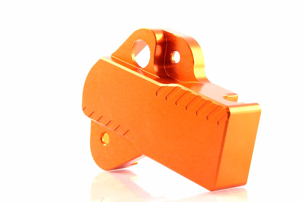 AXS PowerParts Custom TPS Sensor Protection Cover. Anodized Aluminium, Orange Color