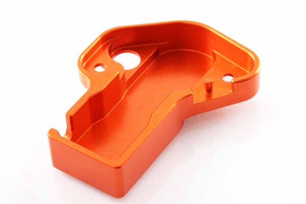 AXS PowerParts Custom TPS Sensor Protection Cover. Anodized Aluminium, Orange Color